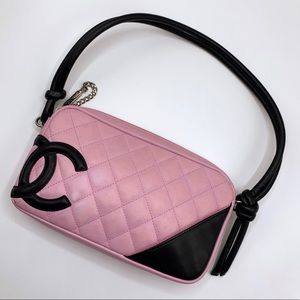 Authentic Pink Quilted CHANEL Cambon Mini Pochette